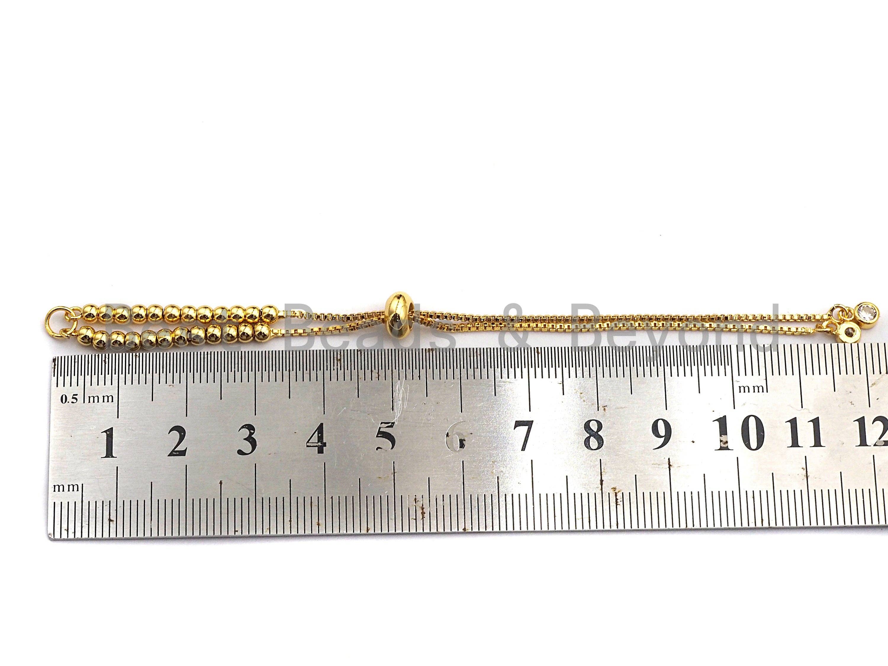 BestBeads&Beyond - Wholesale Beaded Bracelet - Ball Beads Adjustable Bracelet, Adjustable Bracelet Blanks, Slide Bead Expandable Bracelet Finding, Slider Bracelet,sku#P503