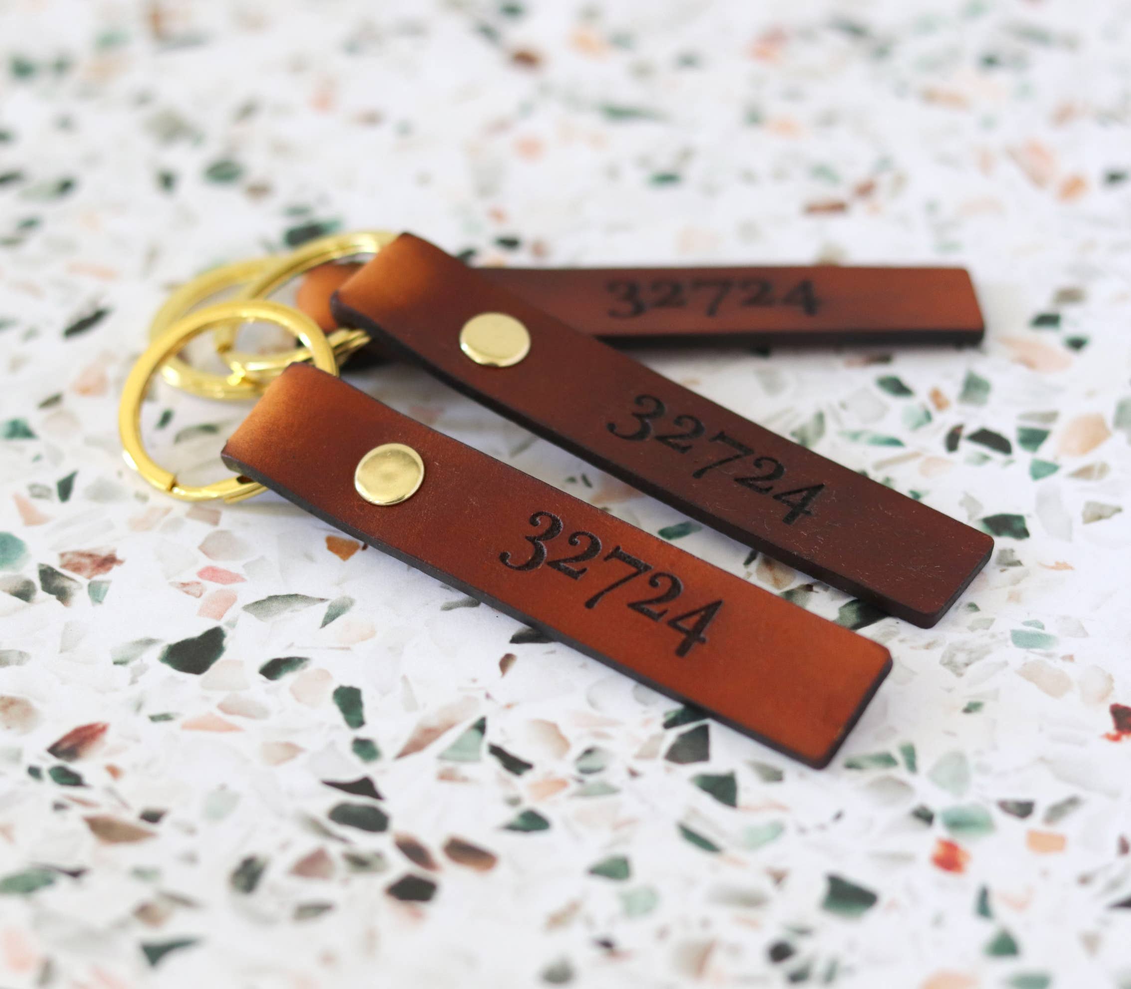 Florida Leather Co - Wholesale Keychain - Unisex - Custom Leather Zip Code Keychain2