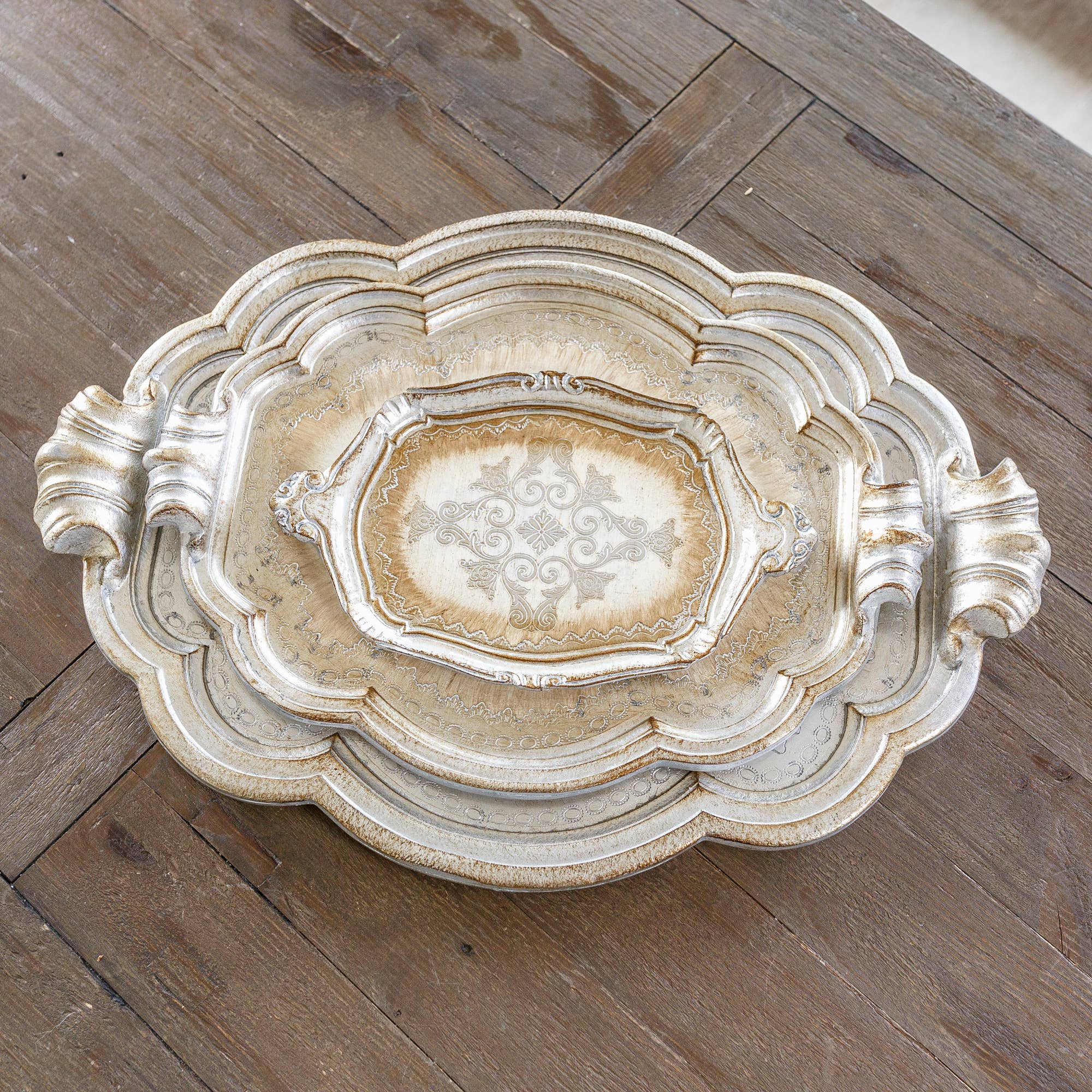 Arte Italica & Crown Linen Designs – wholesale Decorative tray – Antique Florentino Wooden Tray6