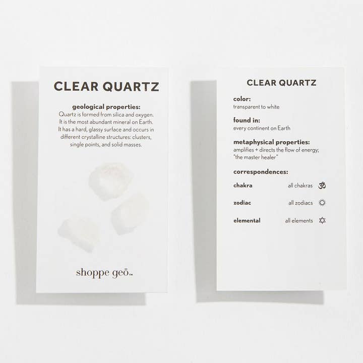 Clear Quartz Crystal Property Cards for wholesale by GeoCentral