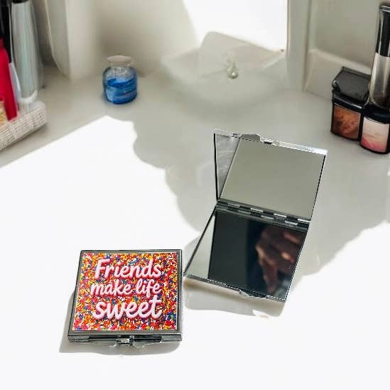 Friends Make Life Sweet Sprinkle Pocket Mirror for wholesale by Resinate By KS / by KRISTIN SMITH