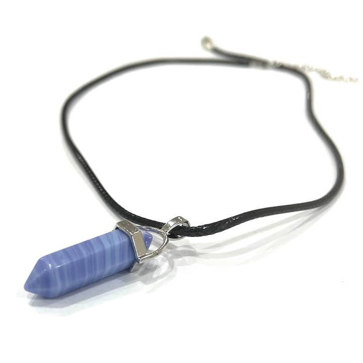Ny! Naturliga blå spets agat liten kristall sten hängande halsband gåva insvept för wholesale av Reiju