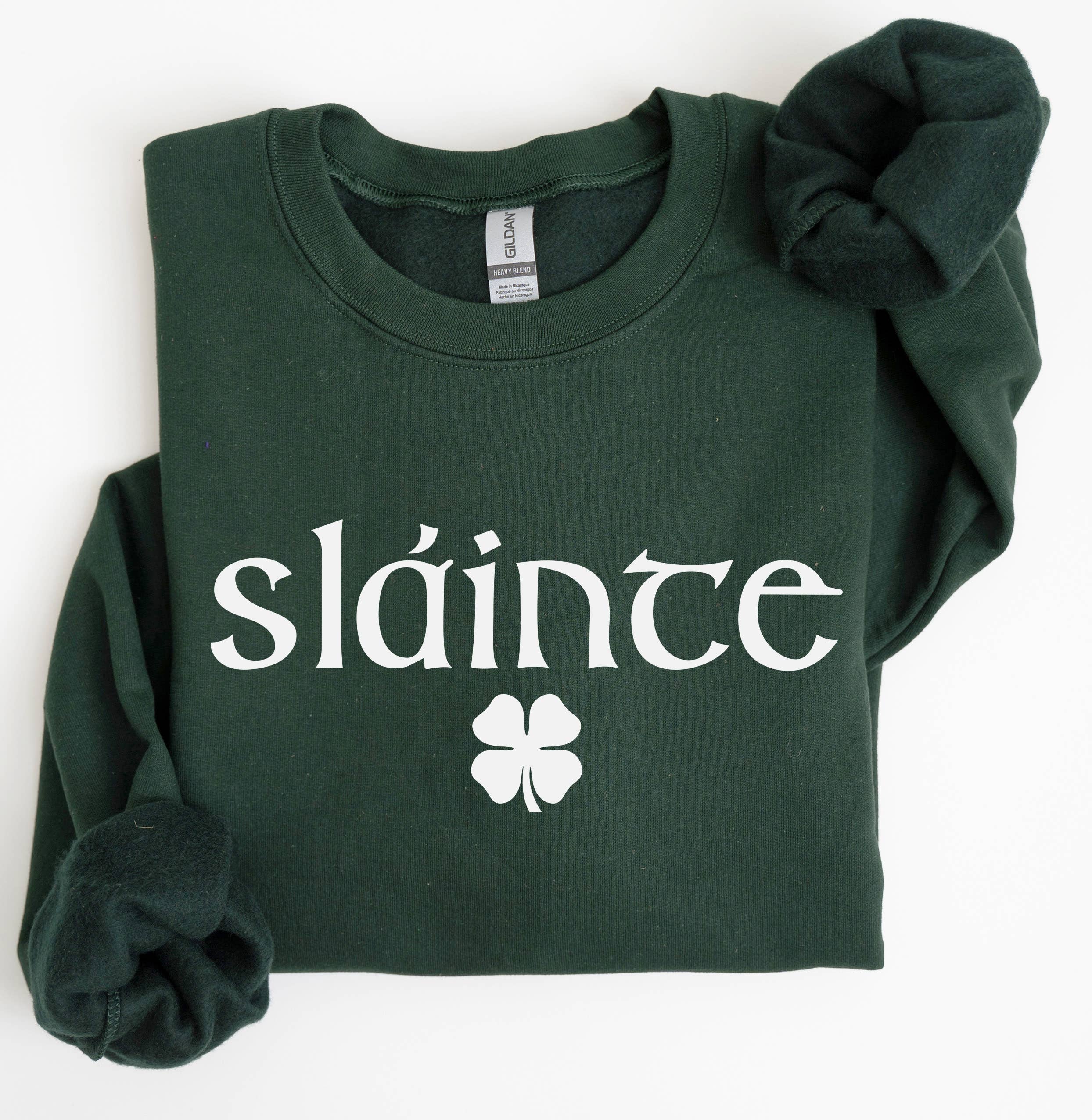 One Nine - Vendita all'ingrosso Felpa stampata - Donna - Felpa Slainte, maglione per il giorno di San Patrizio, camicia Shamrock1