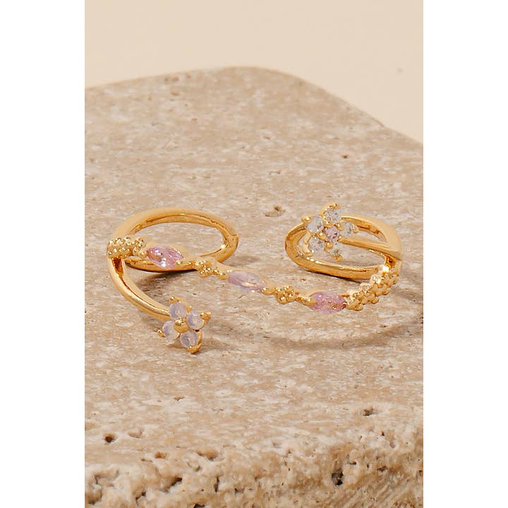 Anel de banda aberta em camadas onduladas Cz Flowers por atacado de Anarchy Street