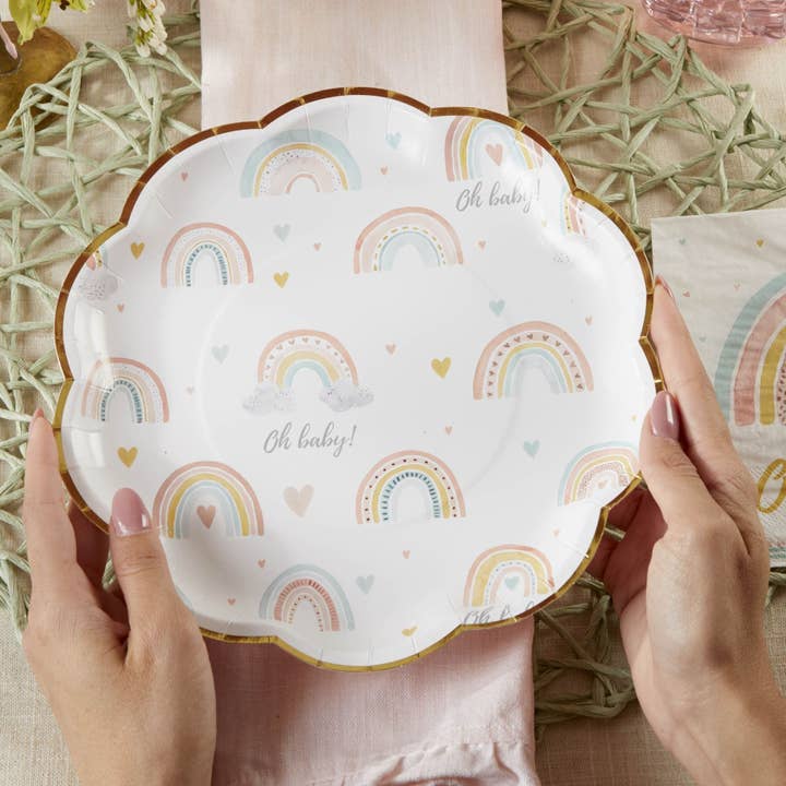 Kate Aspen - Wholesale Disposable Plate - Boho Rainbow Baby 9 in. Premium Paper Plates (Set of 16)2