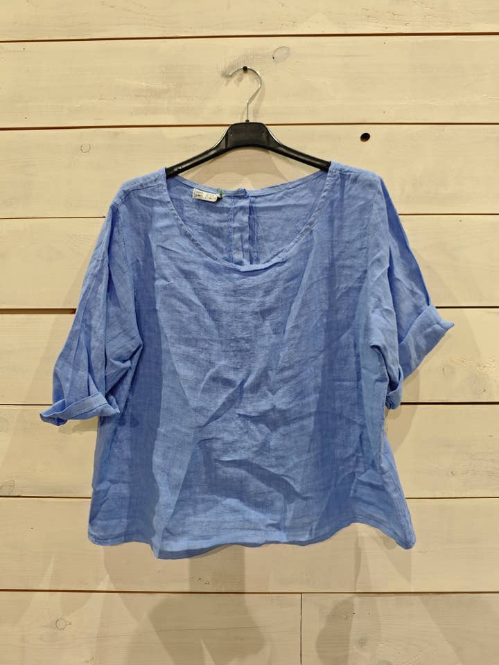 Linos y Textiles - Wholesale Blouse - Women's - REF 59076 BASIC LINEN SHORT BLOUSE 100%4