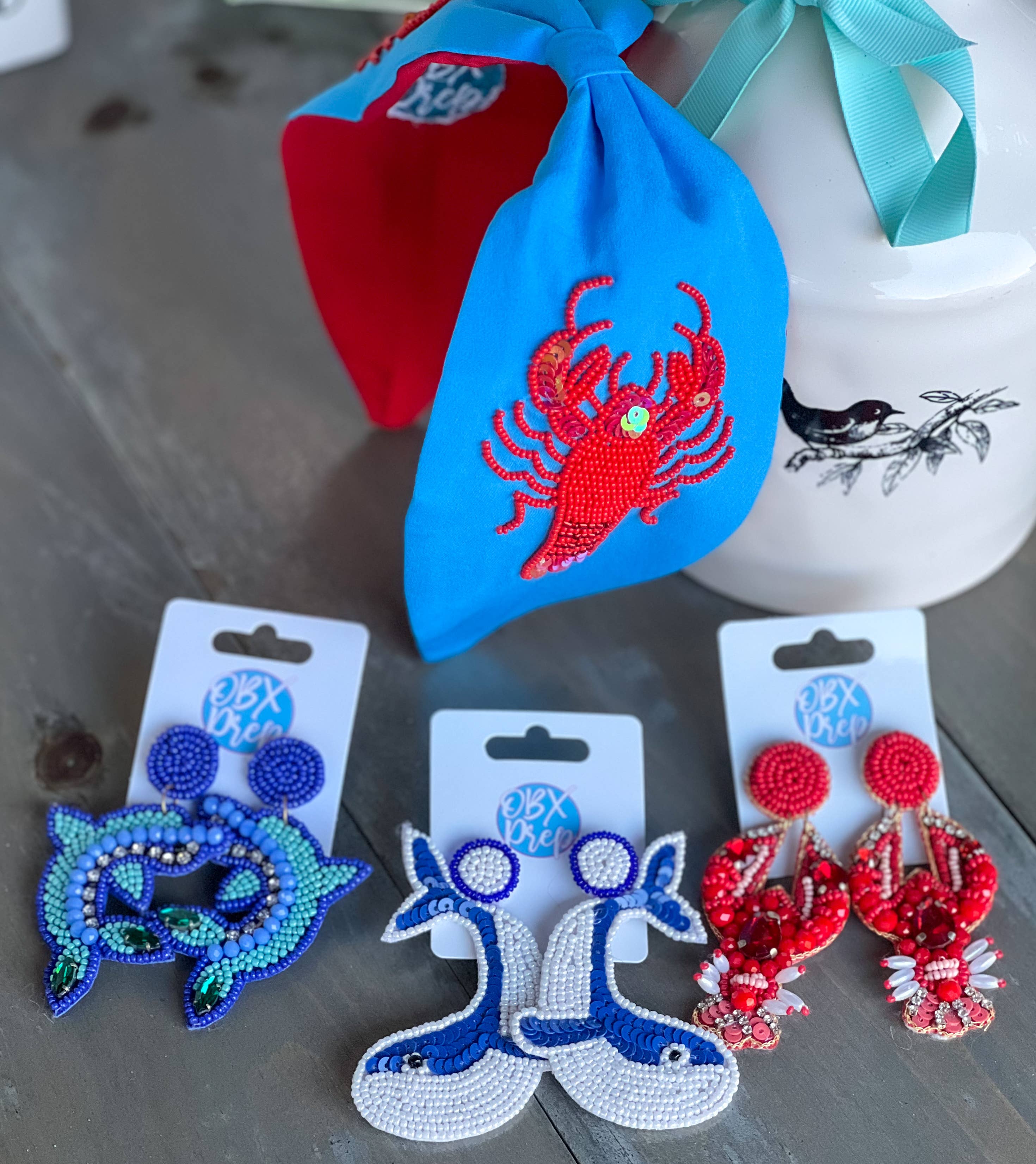 OBX Prep - Vente Bandeau – femme - Turban bleu clair à perles Lobster Seed4