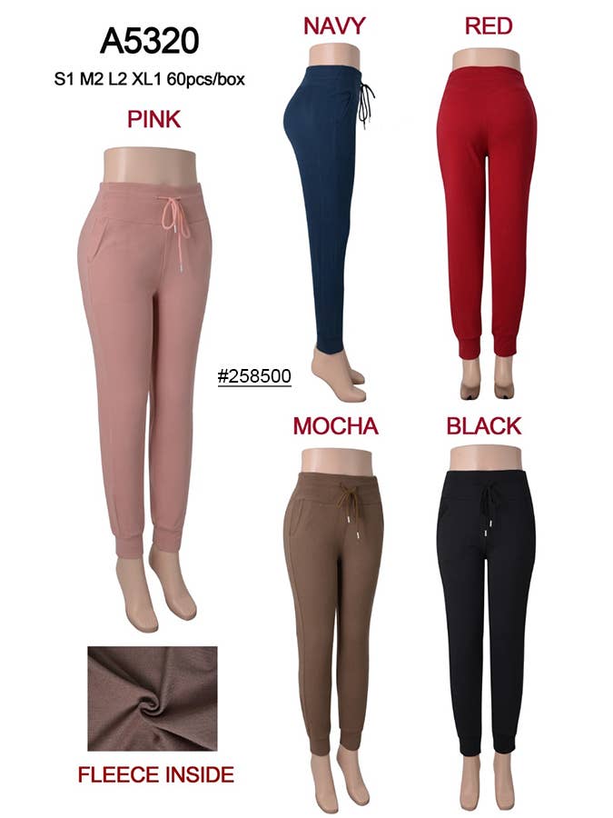 SSImport - Wholesale Athletic Sweatpants/Joggers - Women's - A5320 WINTER FLEECE LINED JOGGER POCKETS MIX SIZE 12PCS3