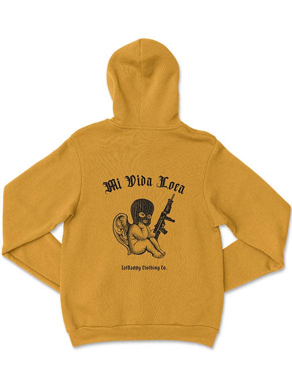 Sweat à capuche doré « Mi Vida Loca » de Tatdaddy pour la vente par TatDaddy Clothing Co.