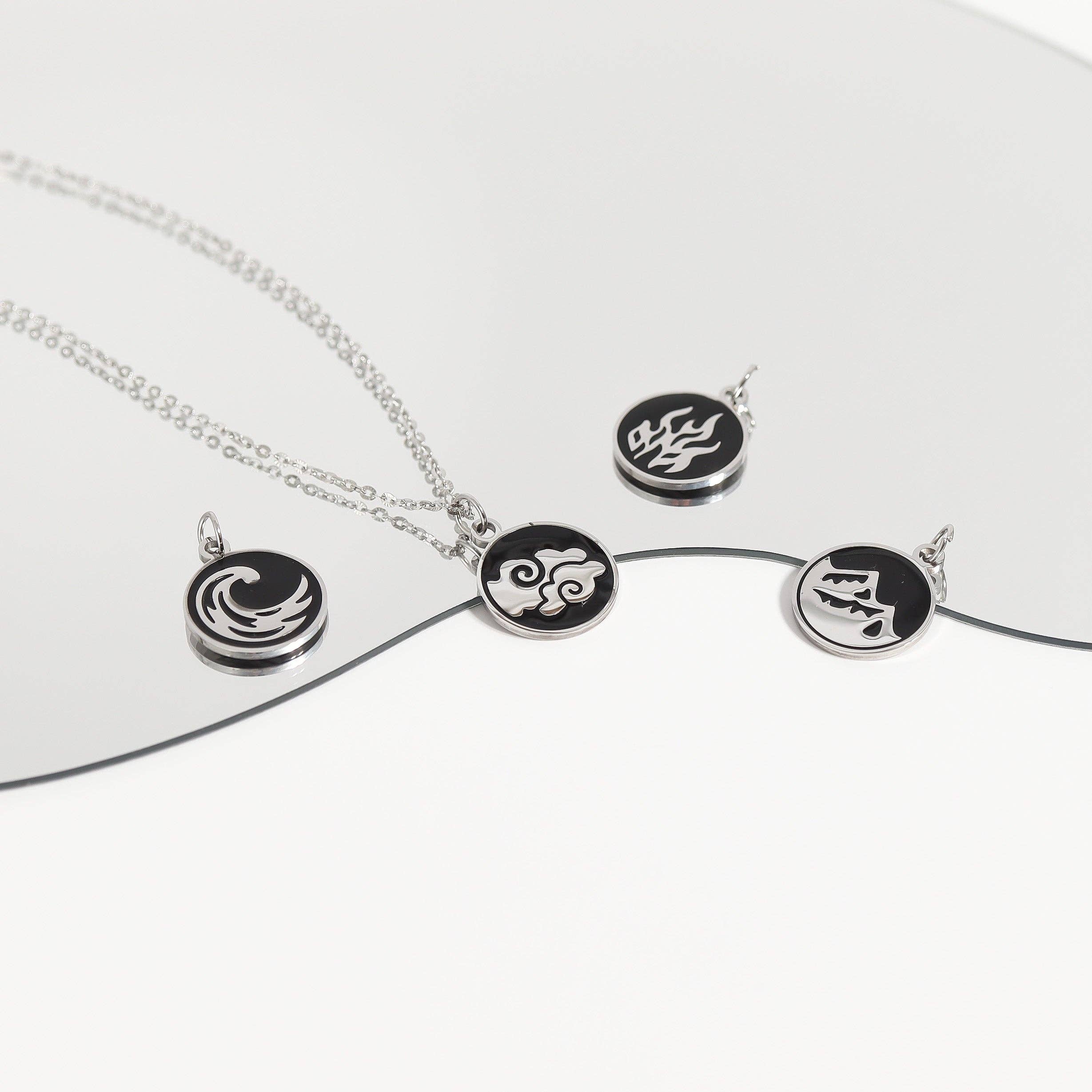 WJW - Wholesale Individual Charm/Pendant - 18K Gold PVD Stainless Steel Earth, Fire, Water, & Air Element Pendant2