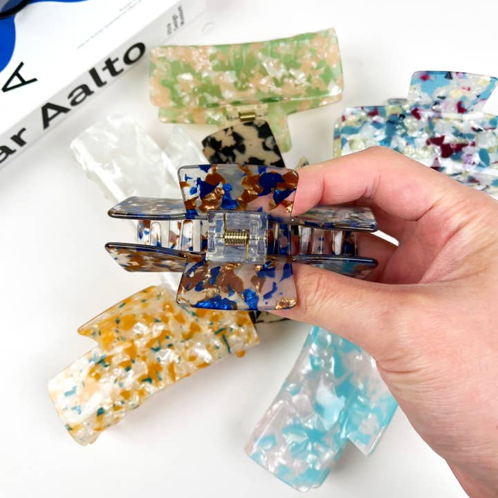 TheDivaSoap – Großhandel Haarclip – Damen – Acetatfarbene quadratische Haarspange Einfache Krallenclips8