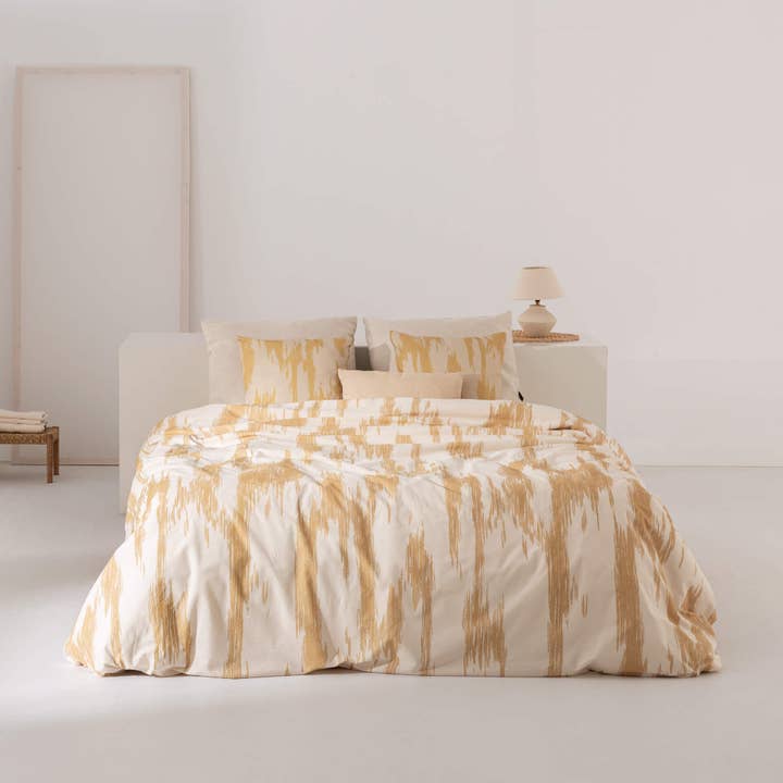 Housse de couette en popeline 300 fils Mahón Mustard pour la vente par SG HOGAR