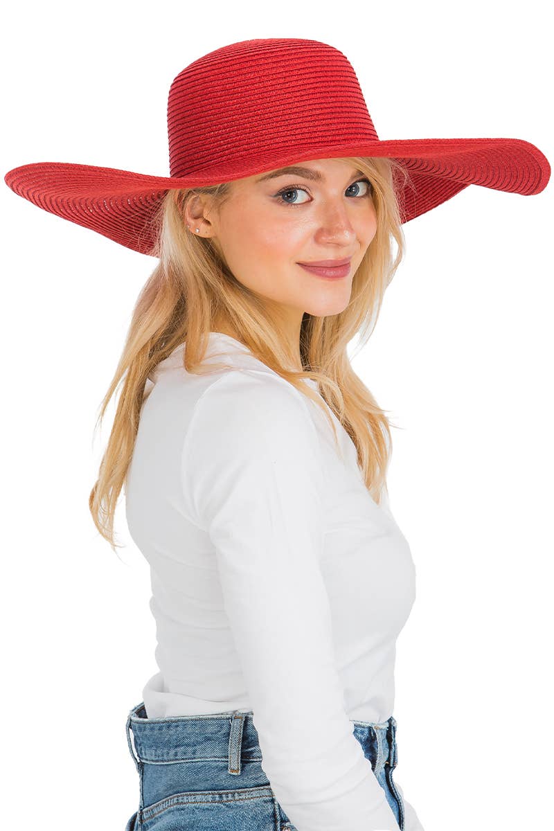 Cap Zone - Venta al por mayor Sombrero de paja - Mujer - Sombrero de sol de paja con tejido apretado, color sólido y ala ancha flexible55