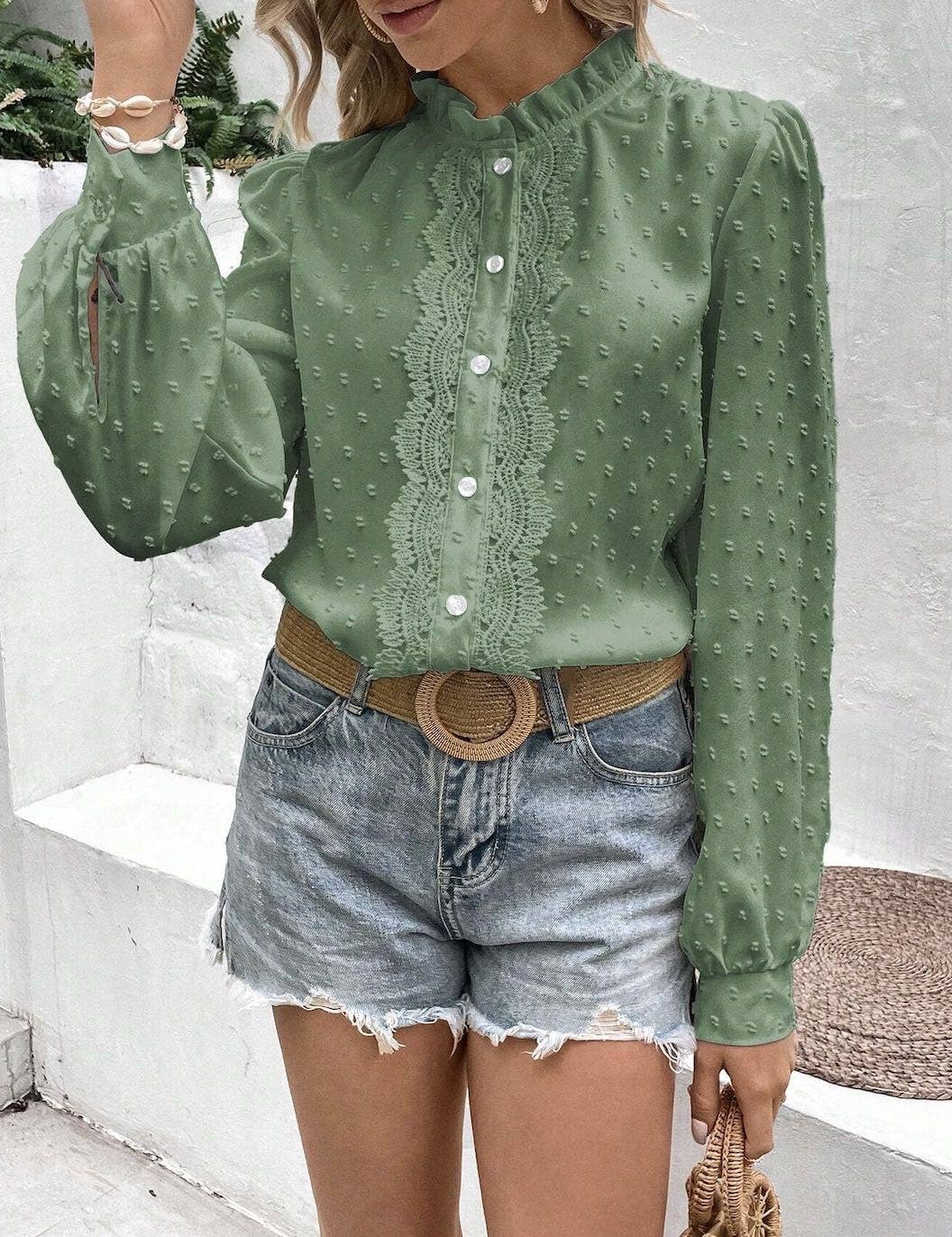 Miss Sparkling – Großhandel Bluse – Damen – Swiss Dot Top mit Spitze