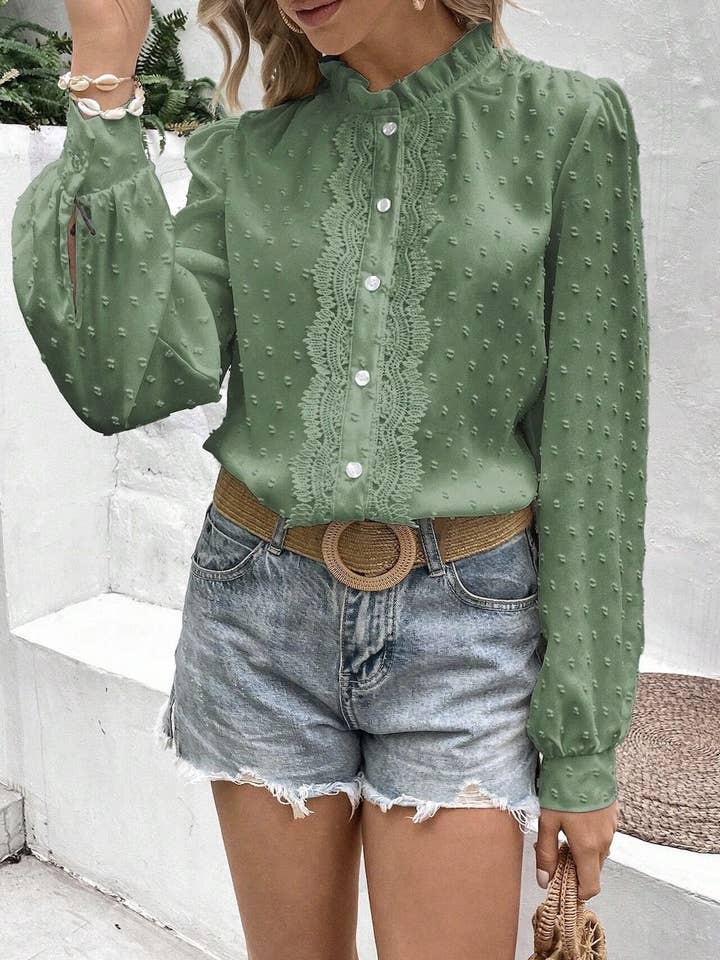 Miss Sparkling - Venta al por mayor Blusa - Mujer - Top de encaje Swiss Dot