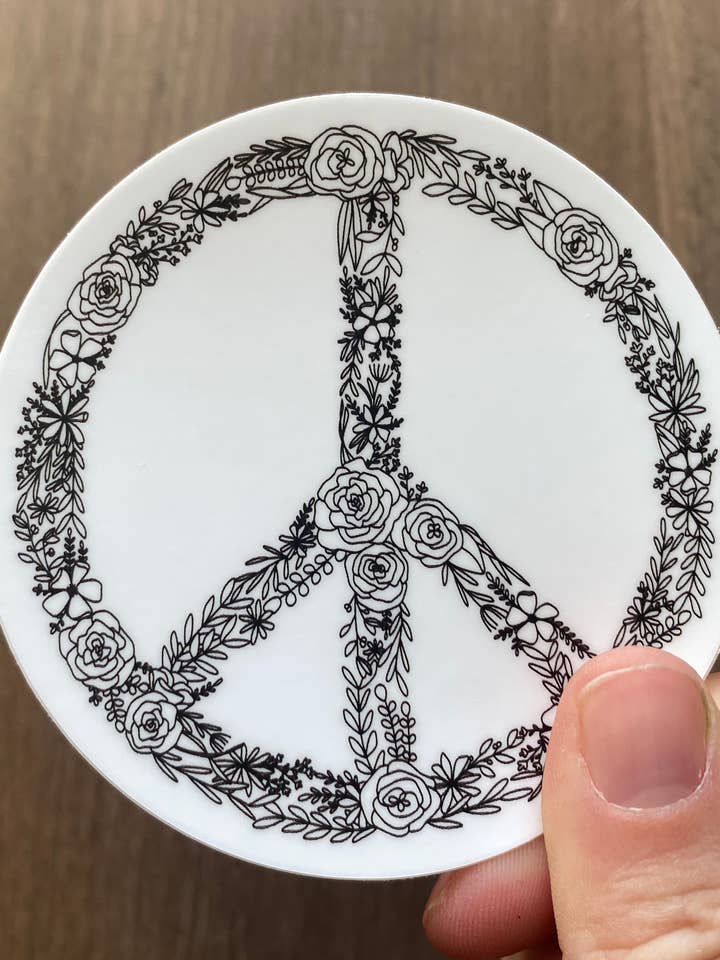 Floral Peace Sign Vinyl Sticker for wholesale by the letters mdn