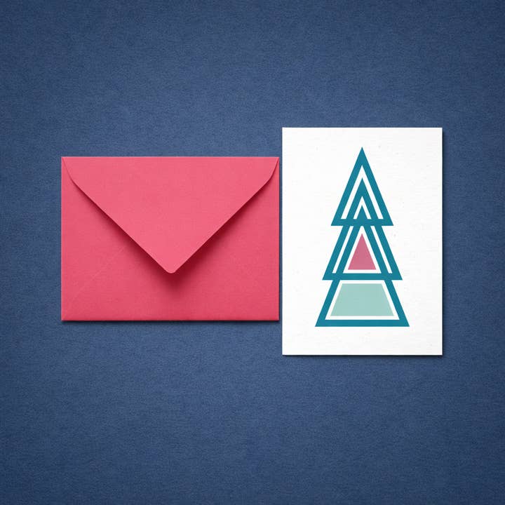 Weihnachtskarte & Umschlag – „Keks“ (Türkisfarbener Weihnachtsbaum-Motiv) für den Großhandel von Karte Design Berlin