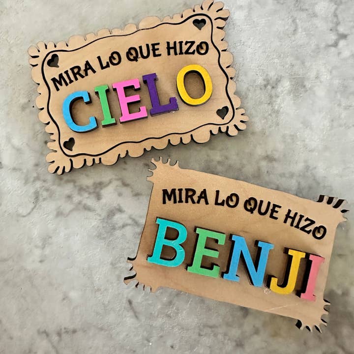 Felicita & Faustina – wholesale Magnet - Barn och baby – Look What I Made Kids Personlig Magnet (engelska, spanska, franska)