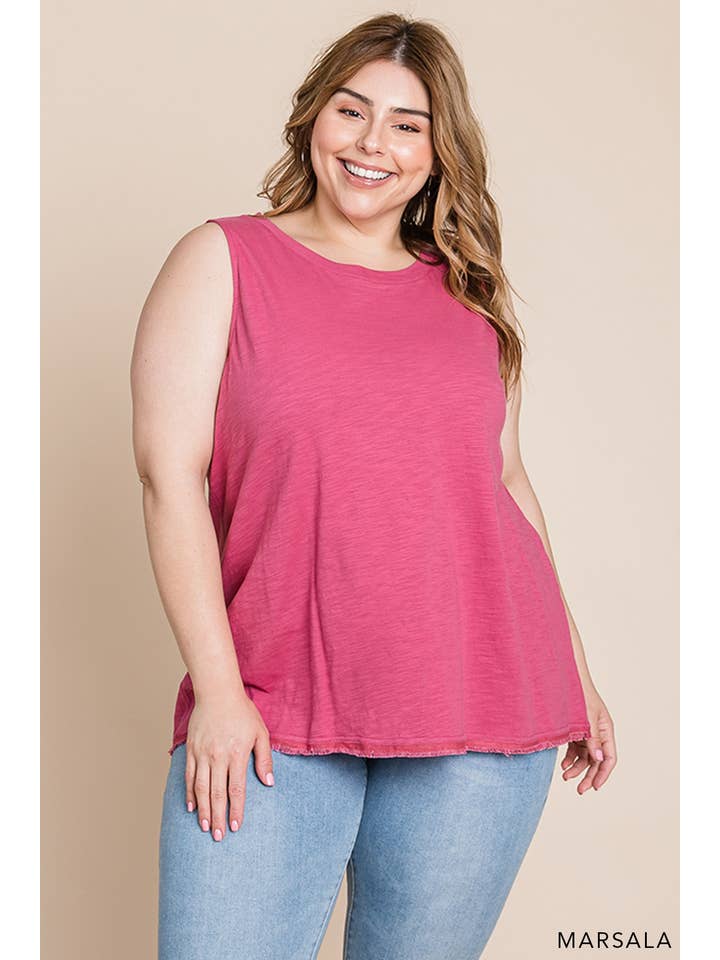 Cotton Bleu - Wholesale Tank Top - Women's - 63641_CURVY - Women's Washed Cotton Slub Tank Top19