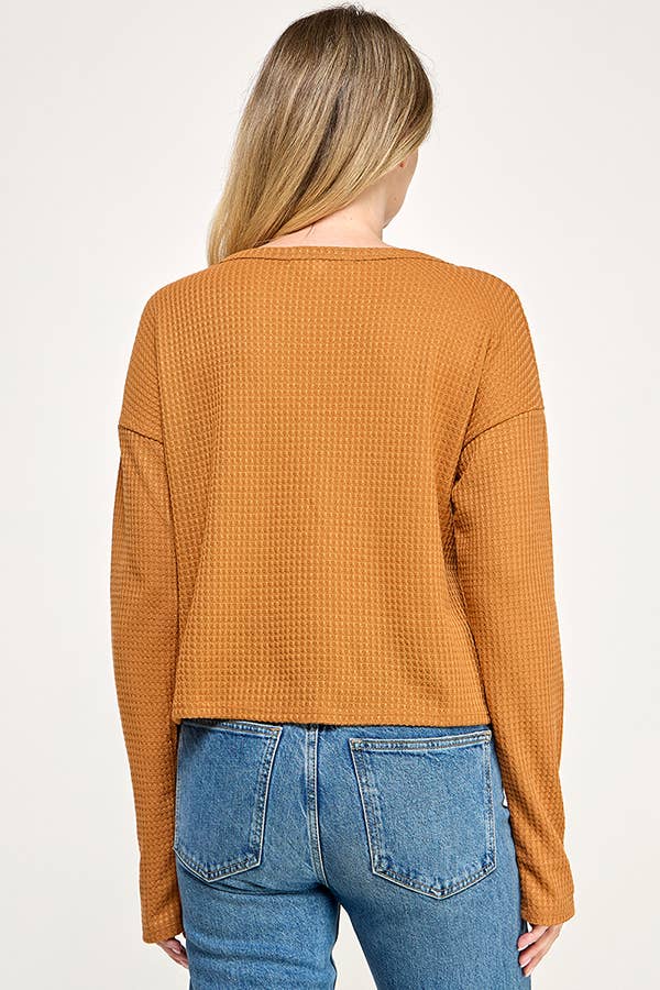 Cerule – wholesale Stickad topp - Dam – J5284 Långärmad topp i våffelstickning7