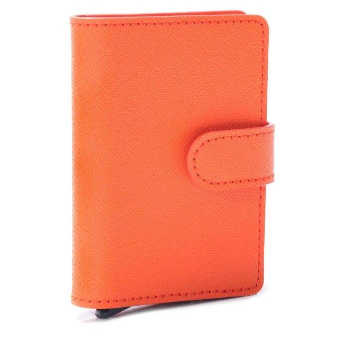 RFID seguro | Cartera tecnológica V3 Cuero Safiano (naranja) para venta al por mayor de LEANSCHI