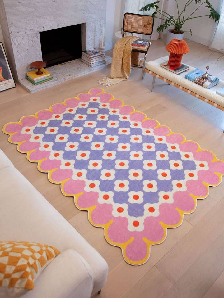 Pink and Purple Floral Area Rug for wholesale by Lany Space
