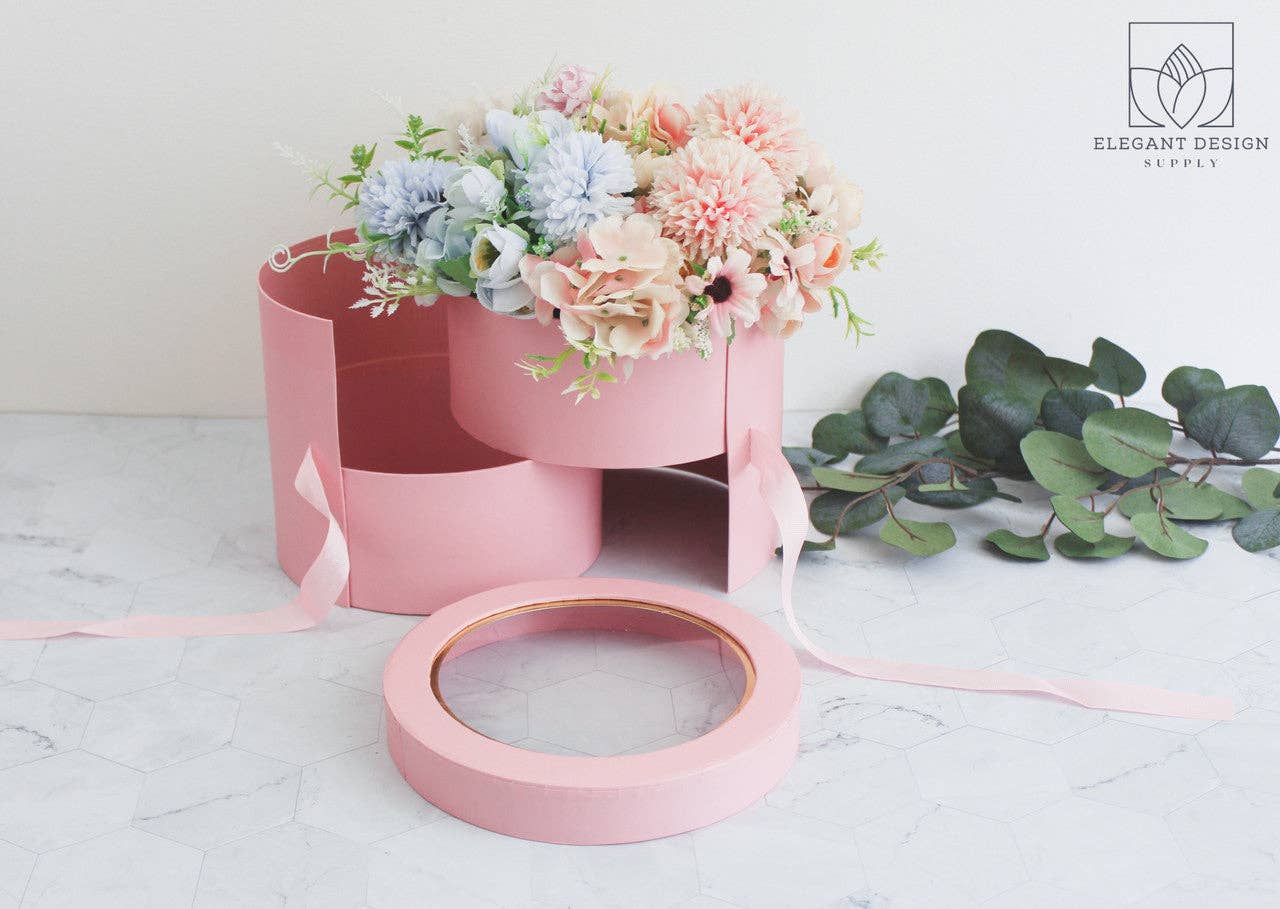 Elegant Design Supply – Caixa de presente por atacado – Floreira Redonda Duas Camadas com Tampa Transparente37