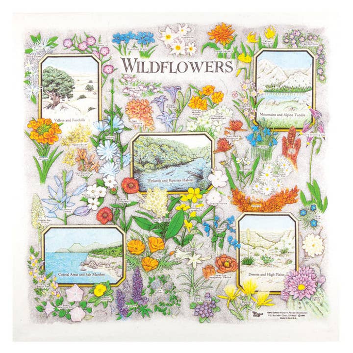 Printed Image Wildflowers Bandanna for wholesale by One Bay Distribution