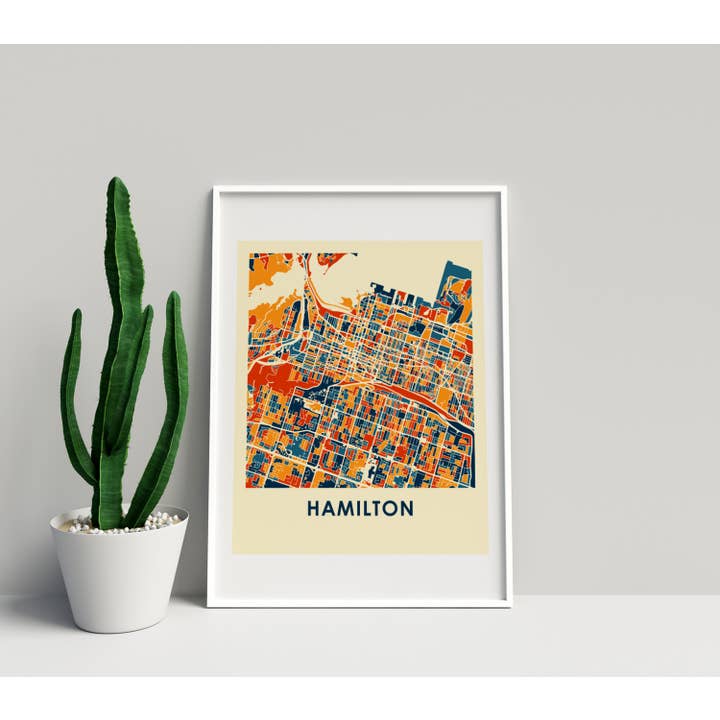 Impression de carte Prussien Hamilton 11 po x 14 po - Style Chroma pour la vente par ILIKEMAPS