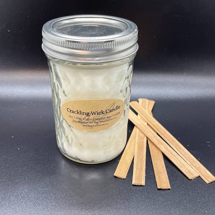 Unscented Wooden Wick Candle, Coconut Soy Wax, Crackling Wick, Unscented Candle, Dye Free Candle, Hand Crafted Candle for wholesale by The Whiffletree Co