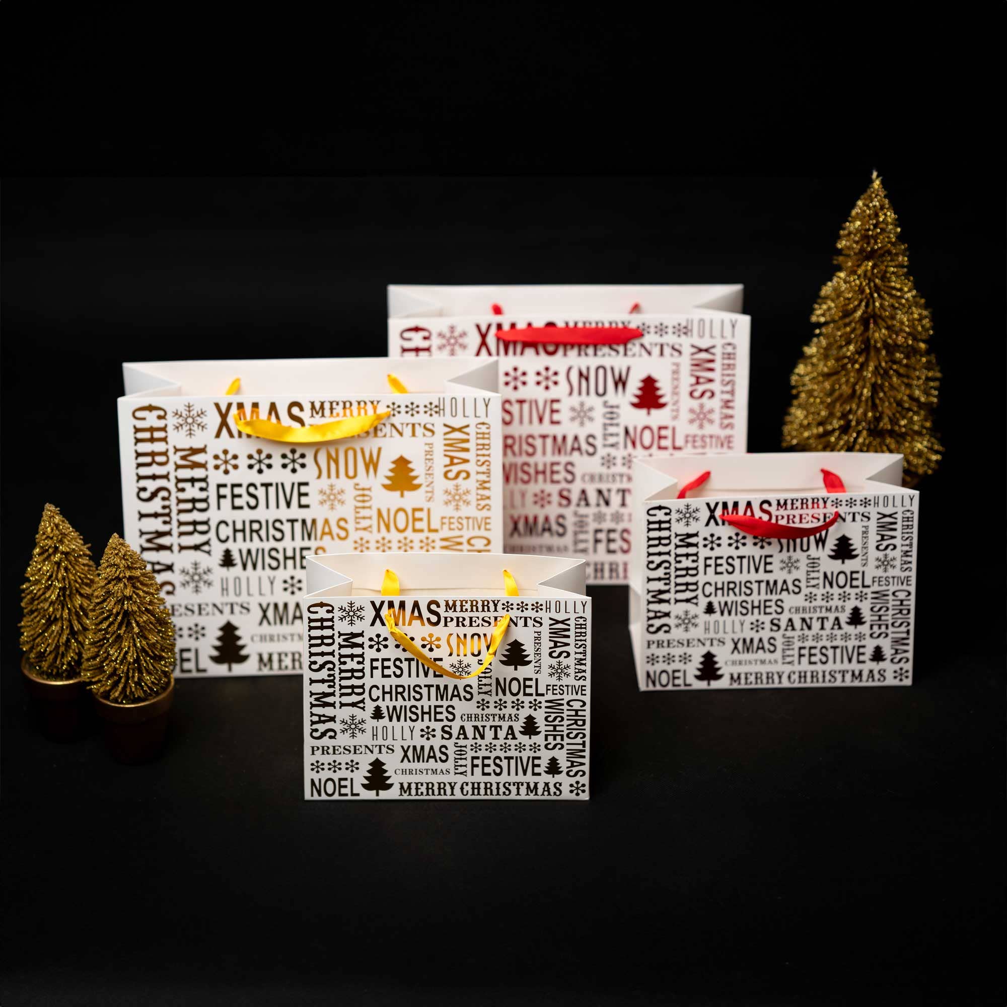 Emartbuy - Wholesale Gift Bag - Red & Gold Christmas Gift Bag - Set of 40