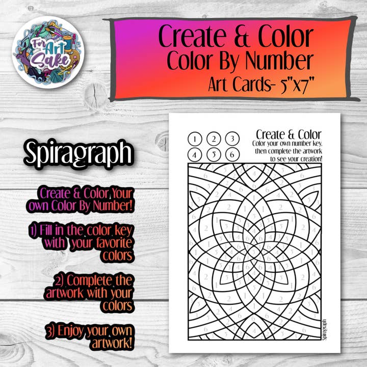 For Art Sake Stickers - Wholesale Art Set - Kids & Baby - Spirograph- Create & Color : Color By Number Art Card
