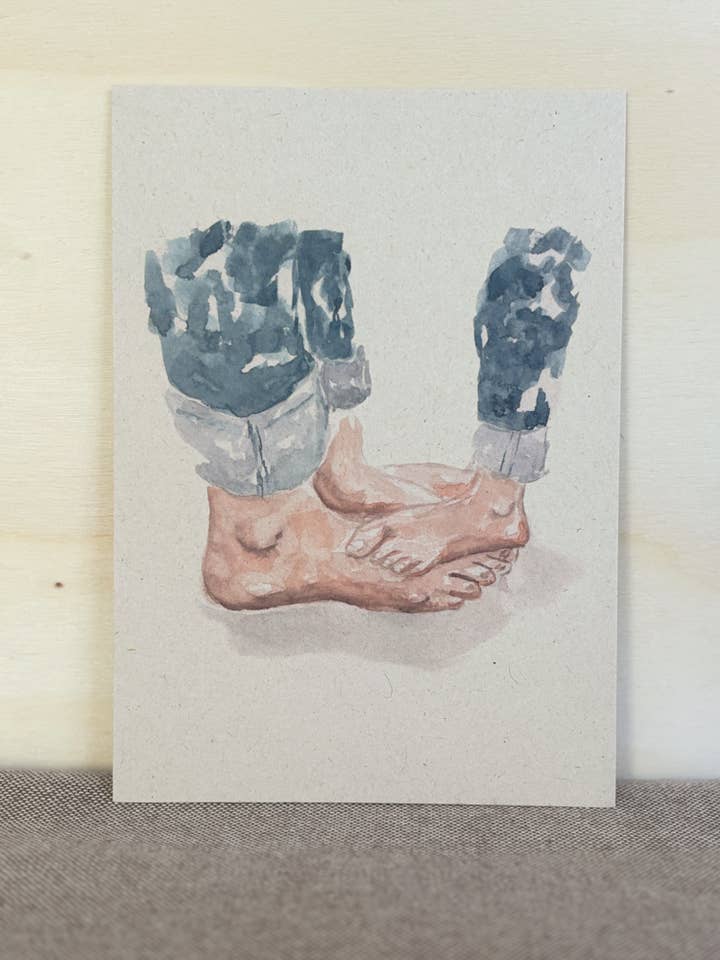 Watercolor greeting card A6 (10.5x14.8) | parent child feet for wholesale by Li La Lore