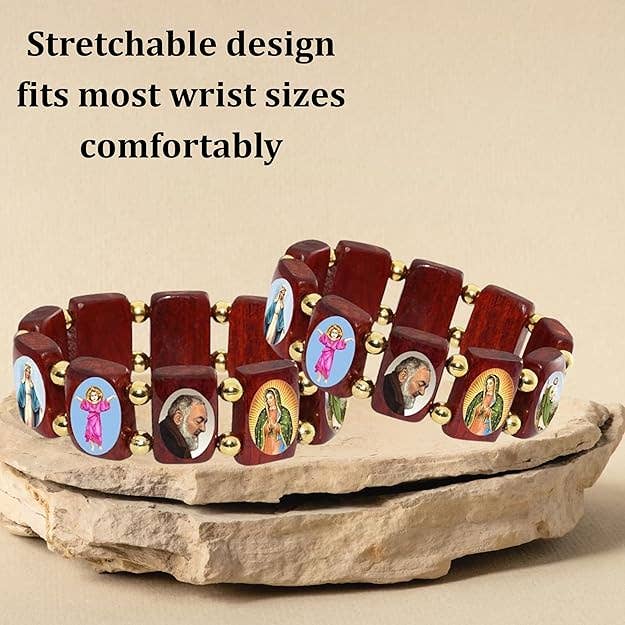 Catholica Shop – Engroshandel Perlearmbånd – Store træ hellige Mary og Jesus armbånd4