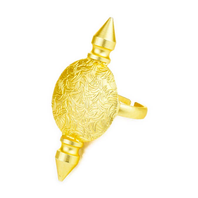 Ring, 22k Gold Plated, Brass Round Medallion Bullet for wholesale by Mara Blak - Hidden Gems