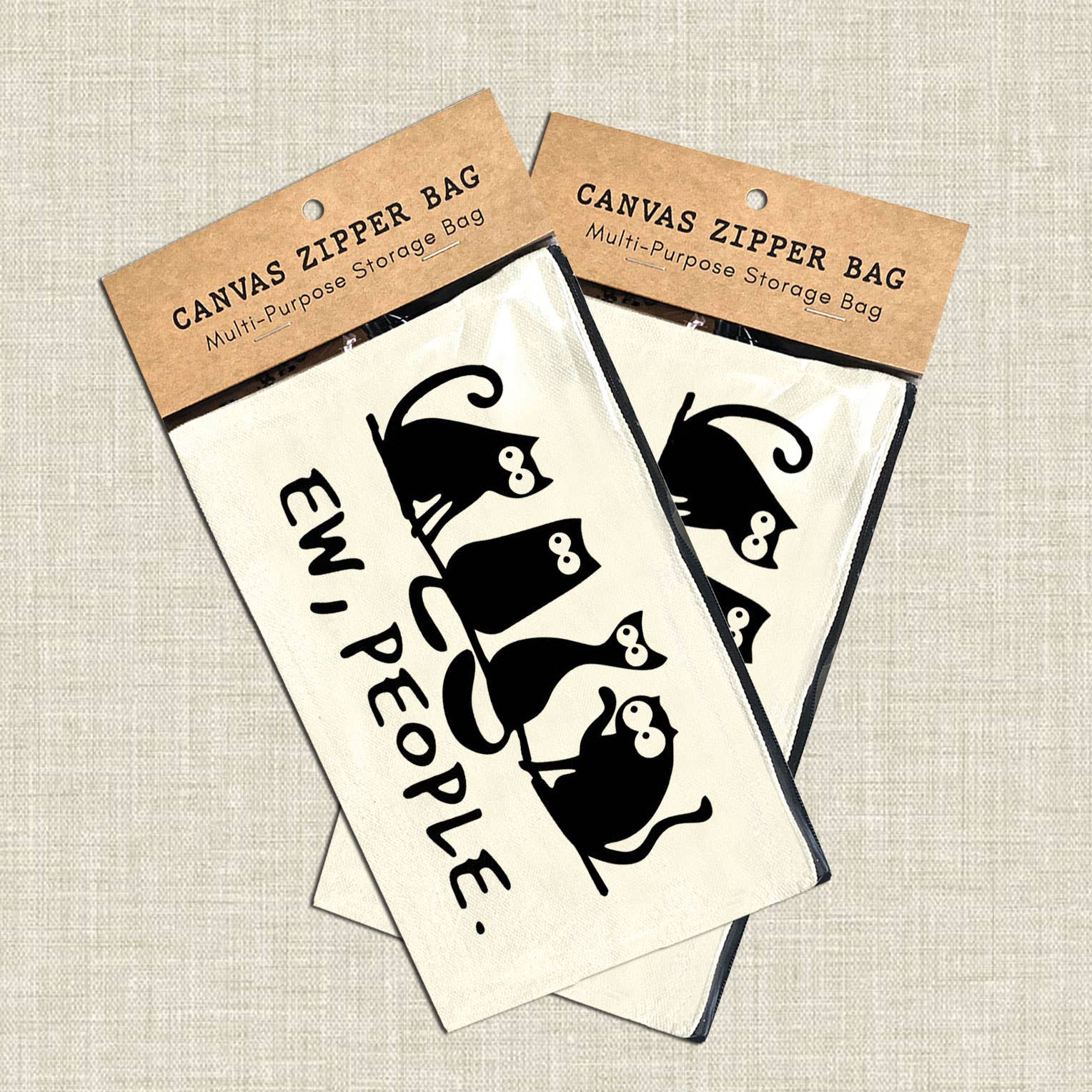 Coastal Creators of Connecticut - Wholesale Pouch - Unisex - Cat Ew People Multi-Purpose Canvas Zipper Pouch1