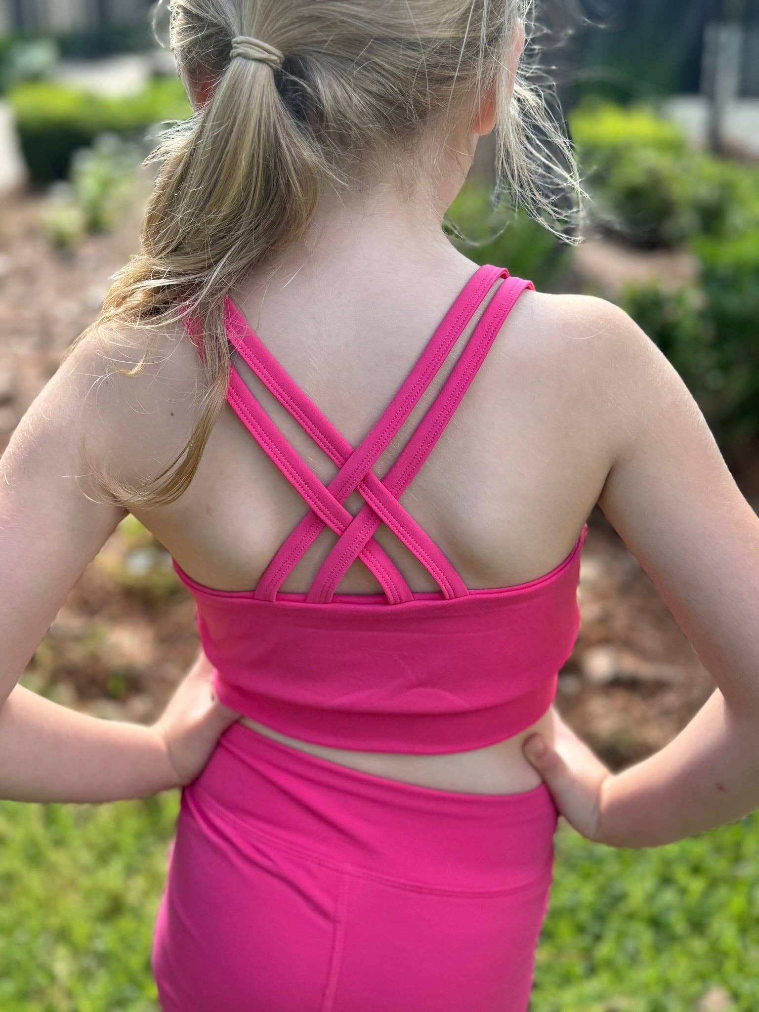 My Petite & Me - Wholesale Activewear Set - Kids - Girls 2-Piece Athletic Short and Tank Set: Hot Pink 3