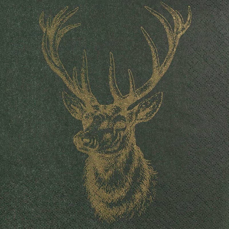 Home Fashion - Carl Dietrich GmbH - Venta al por mayor Servilletas desechables - Servilletas de almuerzo con cabeza de ciervo dorada1