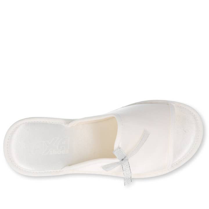 WHITE Italian satin and memory slipper Axa Shoes sposa_21250 for wholesale on Faire