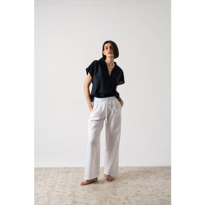 Top de Gola Alta Azul Marinho por atacado de LUXMII