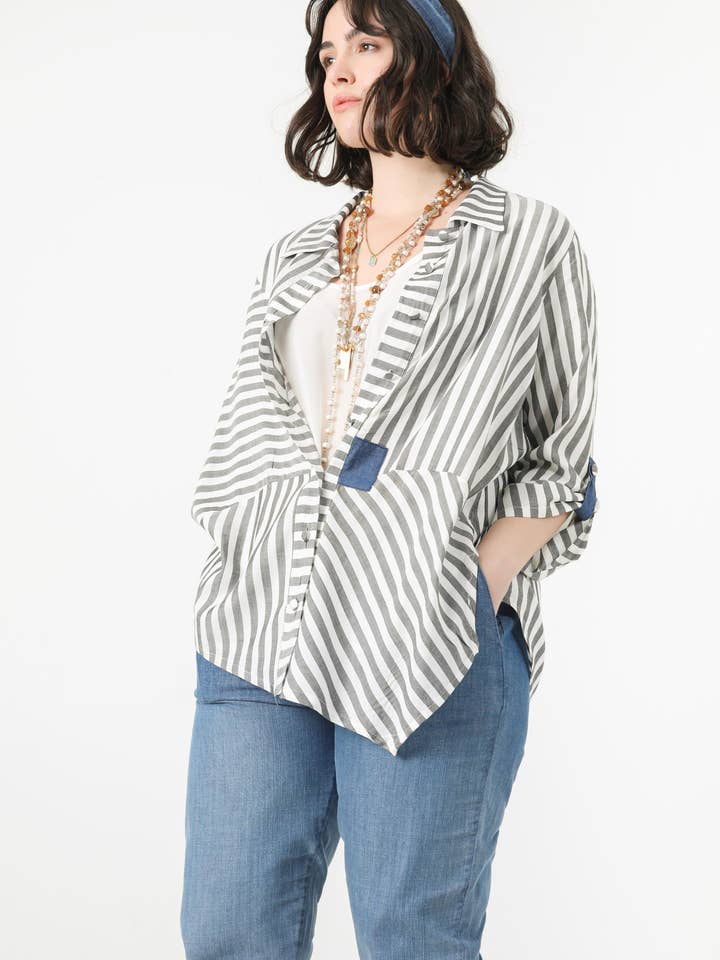 Shirt with a game of stripes (Expedition 25/28 February) for wholesale by Jean-Marc-Philippe