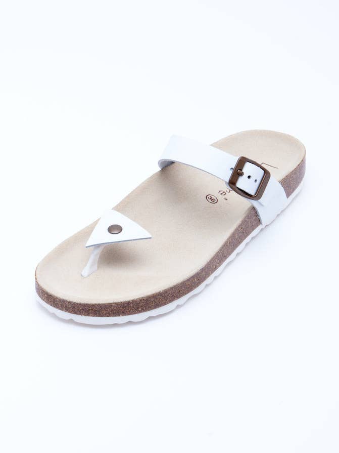 Sandale Manu Triangle en cuir blanc pour femmes pour la vente par Le Clare