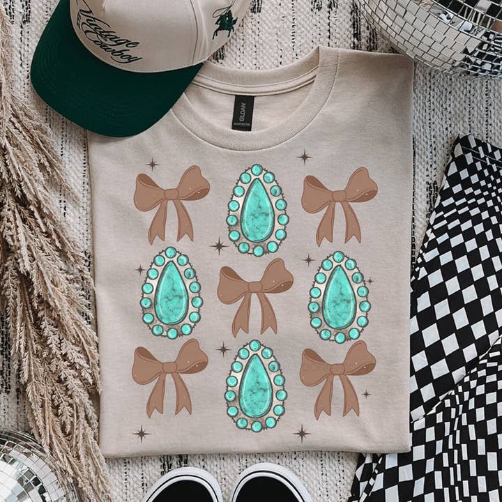 Turquoise & Bows DTF Heat Transfer for wholesale by Trendy Transfers