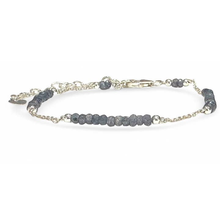Iolite bracelet (cordierite) India AA silver 925 for wholesale by La Boîte à Cailloux