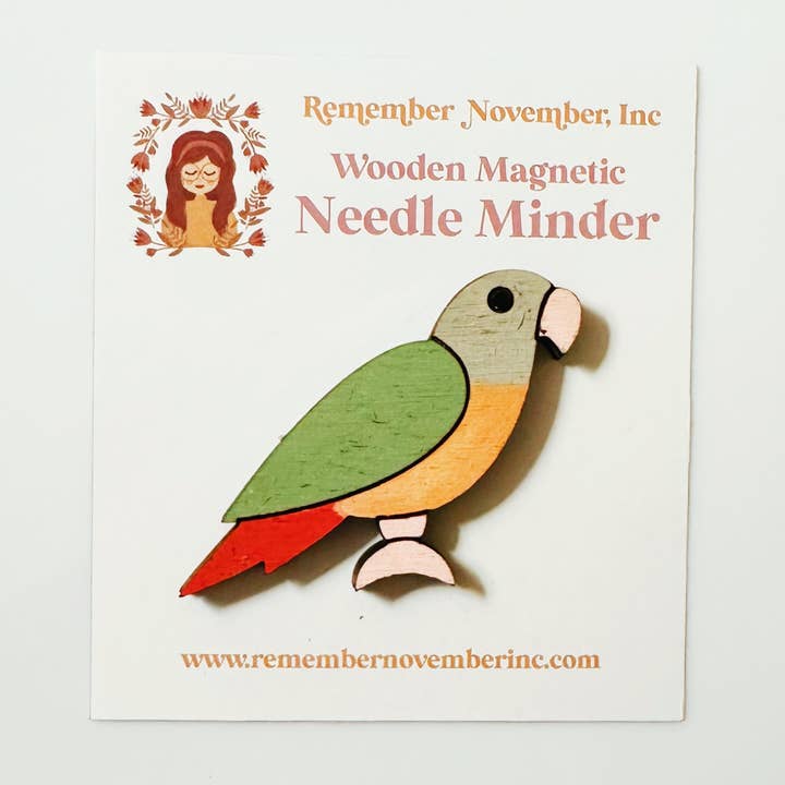 Conure Needle Minder, Wooden Magnetic Needle Minder for wholesale by Remember November, Inc