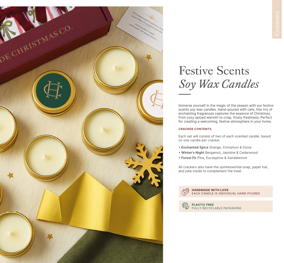 The Handmade Christmas Co. - Wholesale Christmas Decoration - Crimson Blush - Handmade Luxury Christmas Crackers (6pcs)2