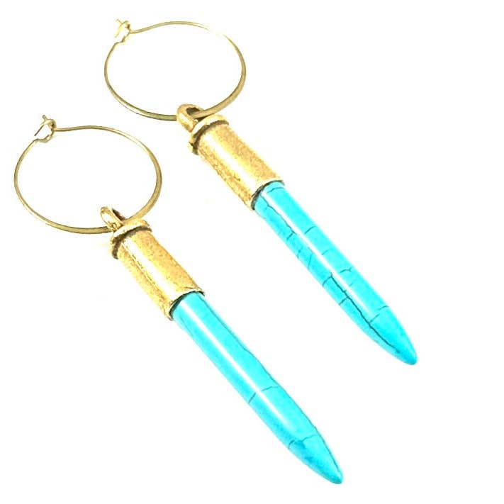 Howlite Spike Hoop Earrings for wholesale by Crunchy Diva Designs