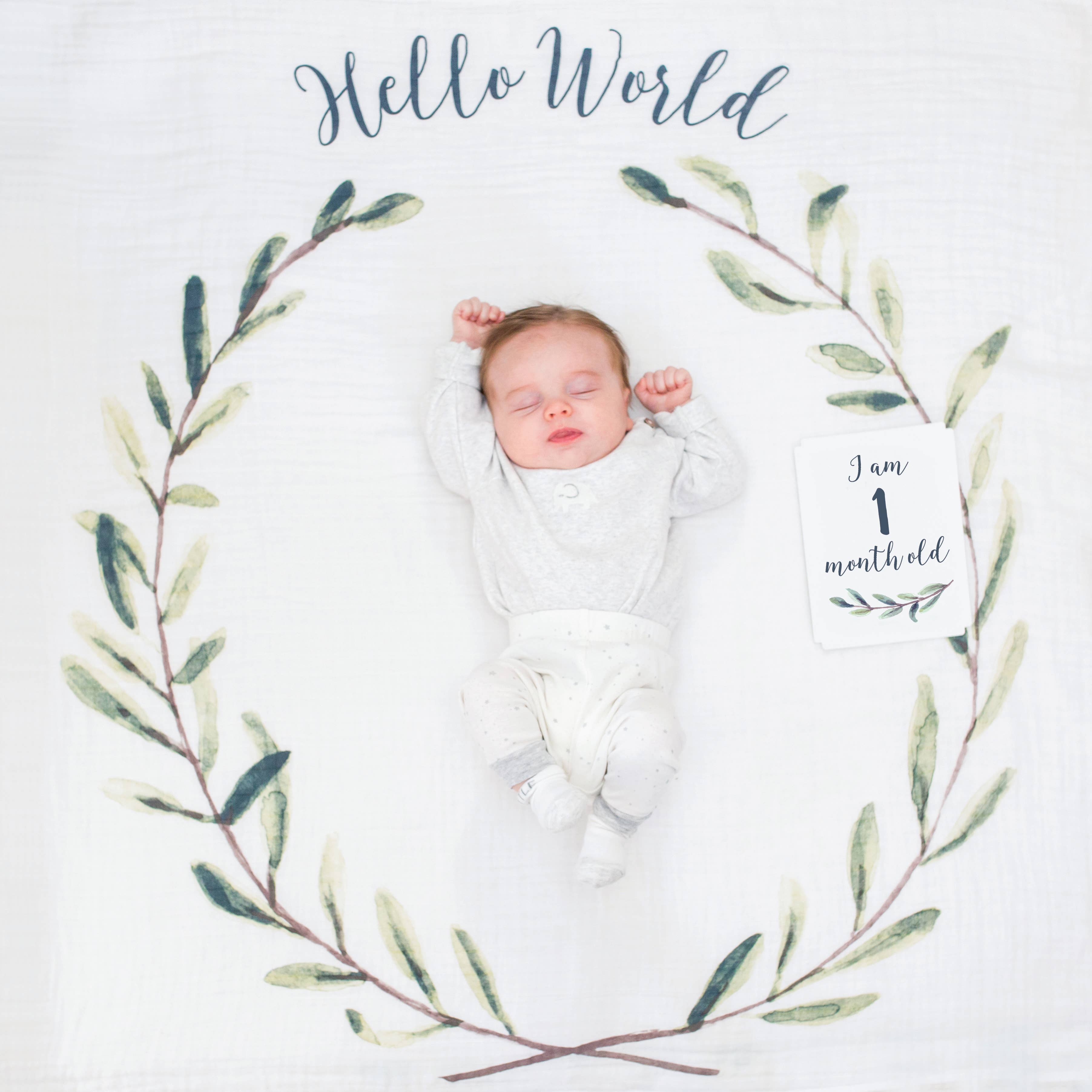 Lulujo Baby - Wholesale Milestone Art/Keepsake - Kids & Baby - Baby’s 1st Year Swaddle & Milestone Card Gift Set- Hello!8