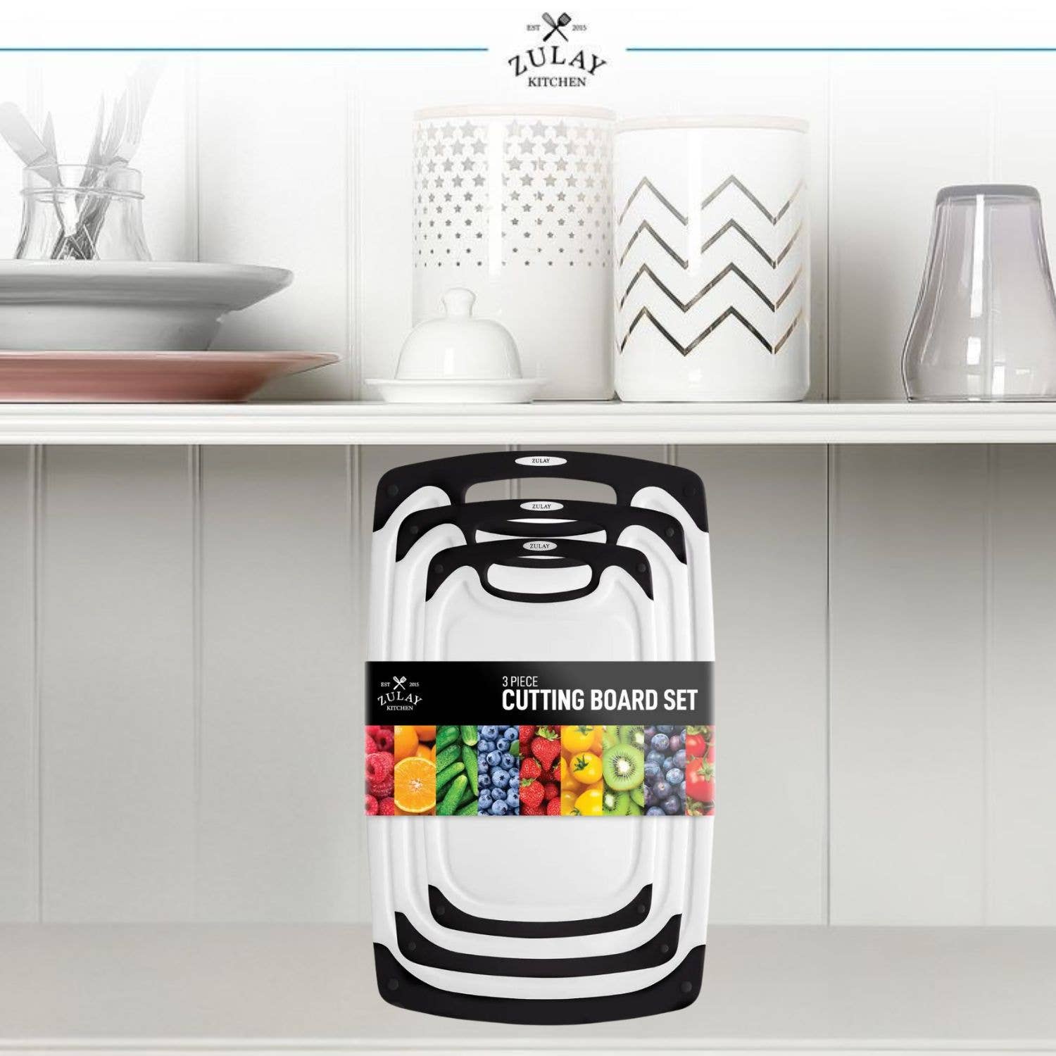 Zulay Kitchen - Vendita all'ingrosso Taglieri - Set di 3 Taglieri con Scanalature per Succhi – Pronto per lo Scaffale1