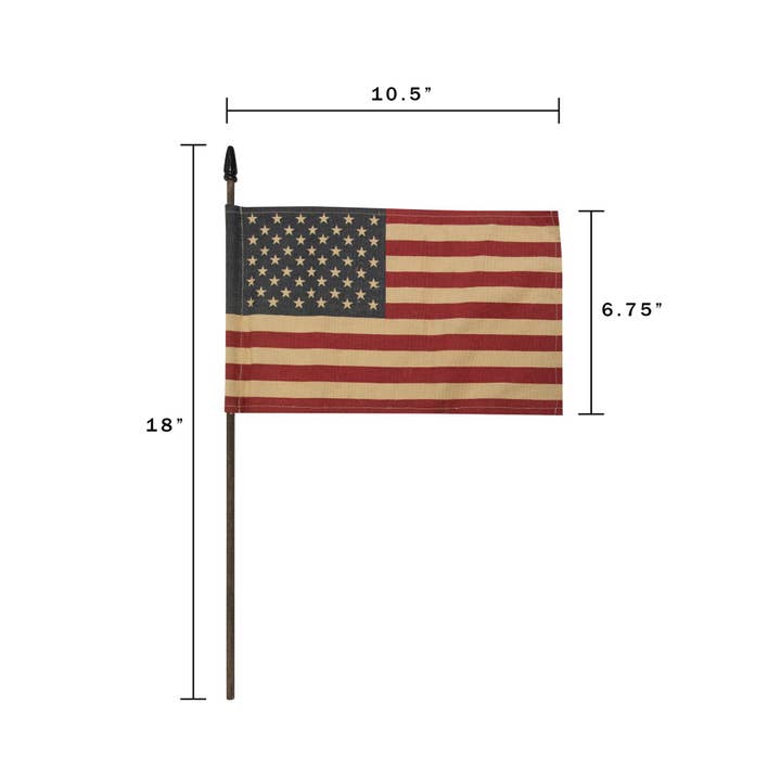 The Hearthside Collection - Wholesale Flag - Teastained USA Flag Pick, 18" (10.5" x 6.75" flag)1